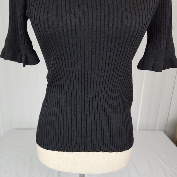 Cooper St Hilton Knit Top High Neck Short Sleeve Black Women's Small New Sample - Picture 8 of 11
